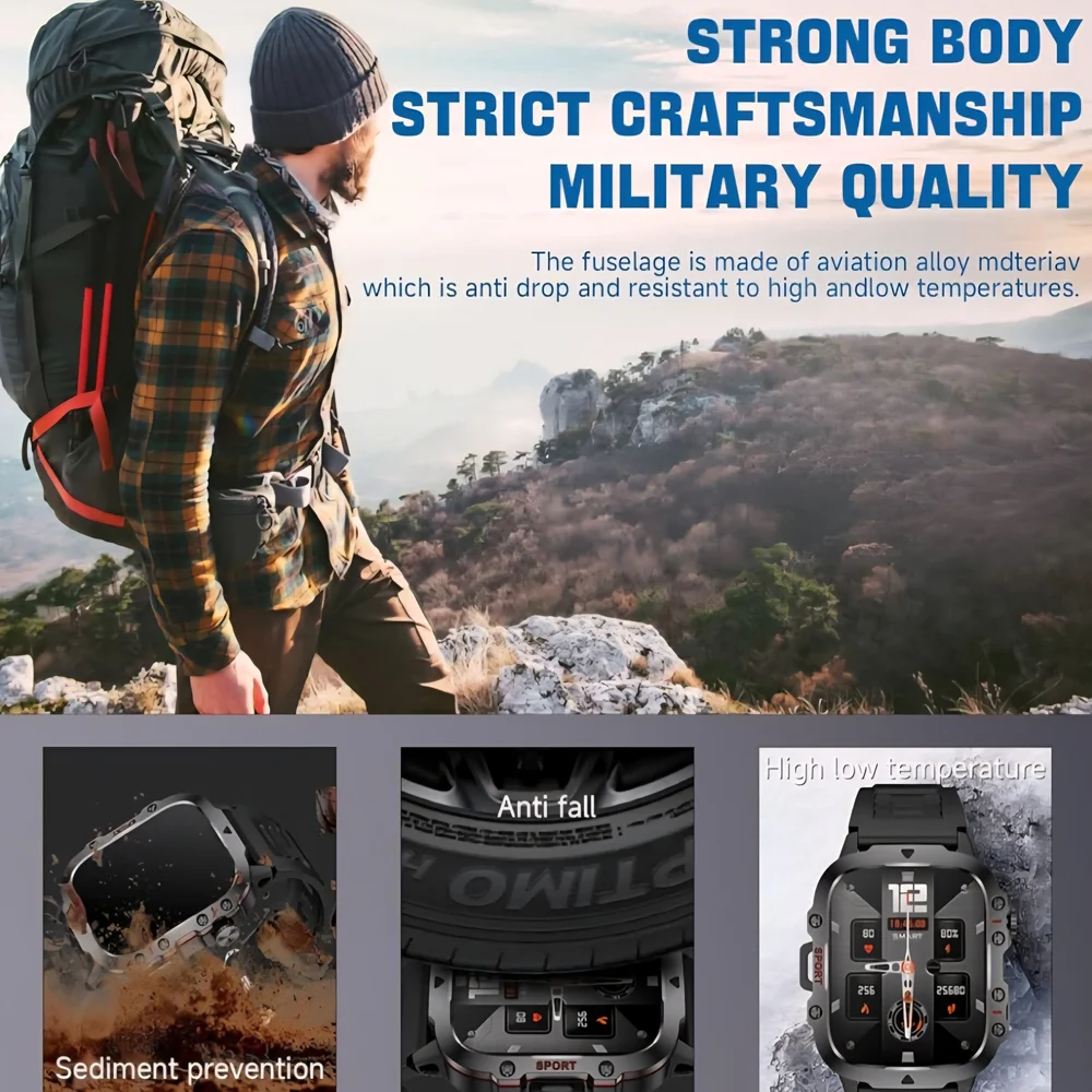Mens Sport Smartwatch with Health Monitoring - Beige